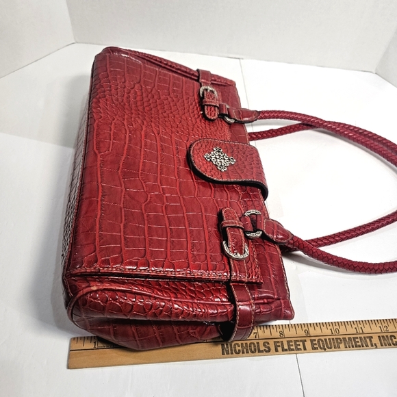 Western Accent Shoulder Bag Purse Red Faux Leather Alligator/Crocodile GUC - Picture 13 of 13